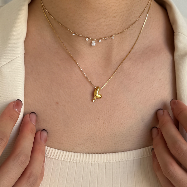 Splash Bubbly Letter Floating Diamond Necklace